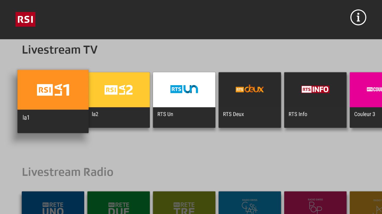 I canali della SSR su App per AppleTV e AndroidTV